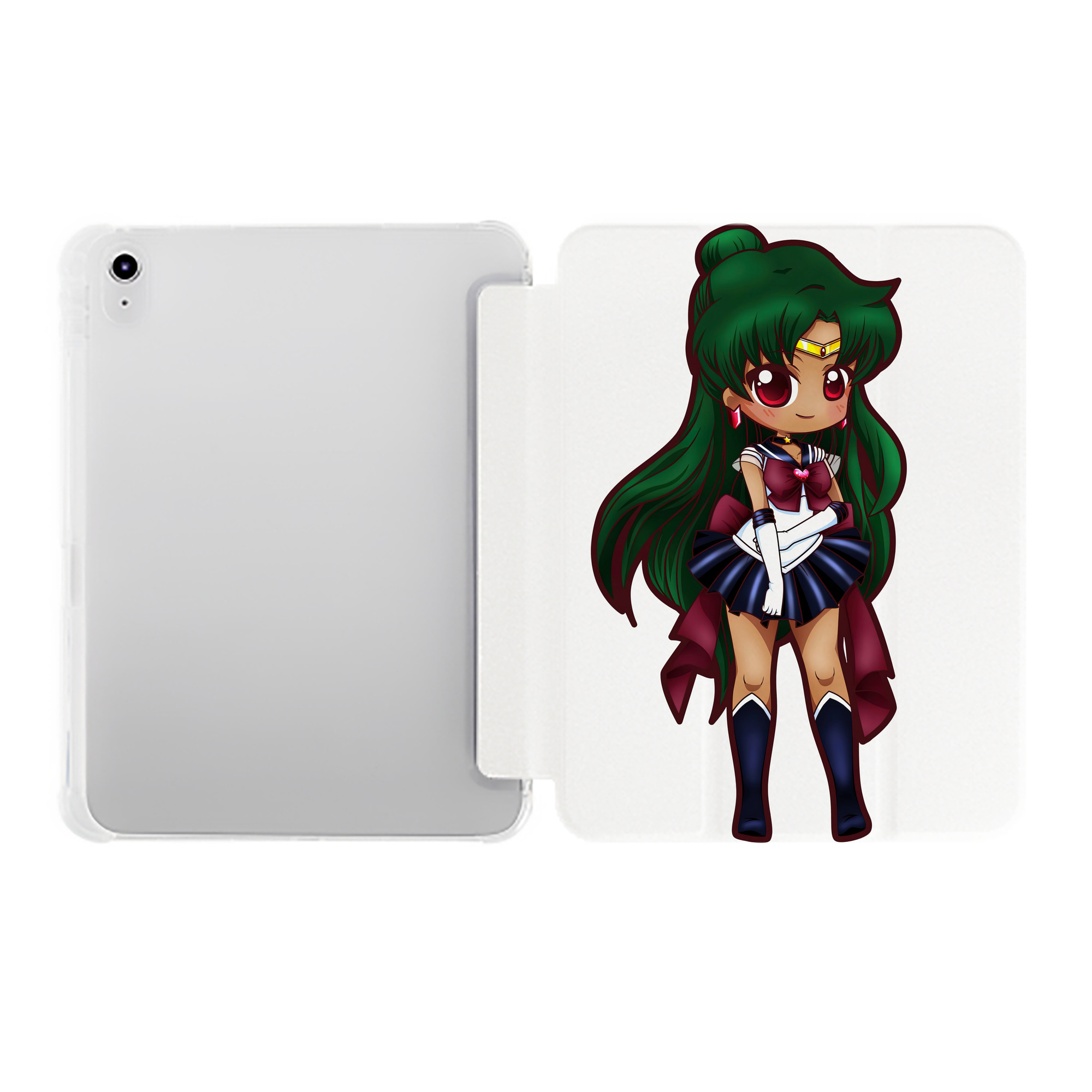 （画像用） 美少女戦士セーラームーン 冥王せつな Sailor Moon Meiou Setsuna IPad ケース ペン収納付き 三つ折りスタンド PUレザー×シリコン 対応機種9.5/10.5/10.9インチ